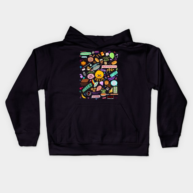 Felix doodle (black) Kids Hoodie by thevampywolf